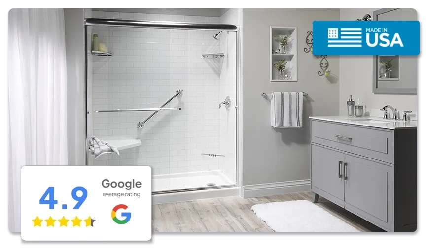A photo of a new shower from Bath Concepts in the Grayline Subway Chrome style