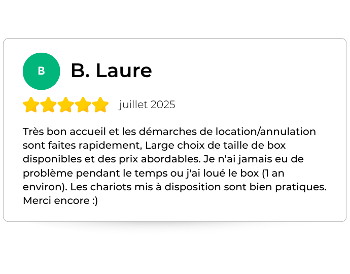 Box de stockage Bien Sur validé par nos clients