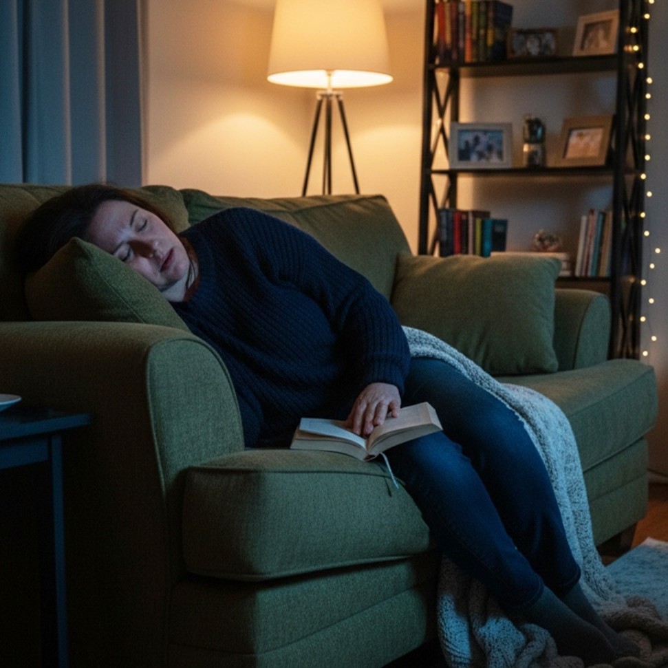 Falling asleep exhausted