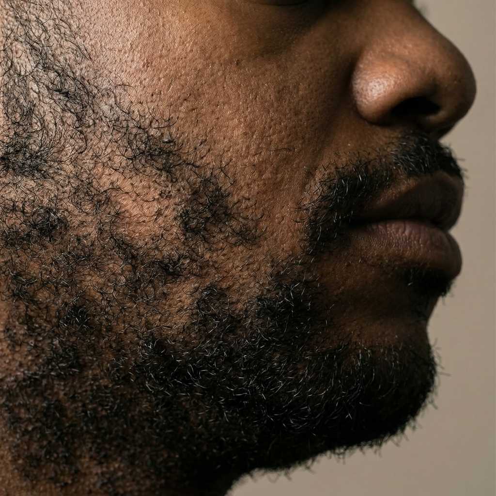 Cheeks (patchy areas)