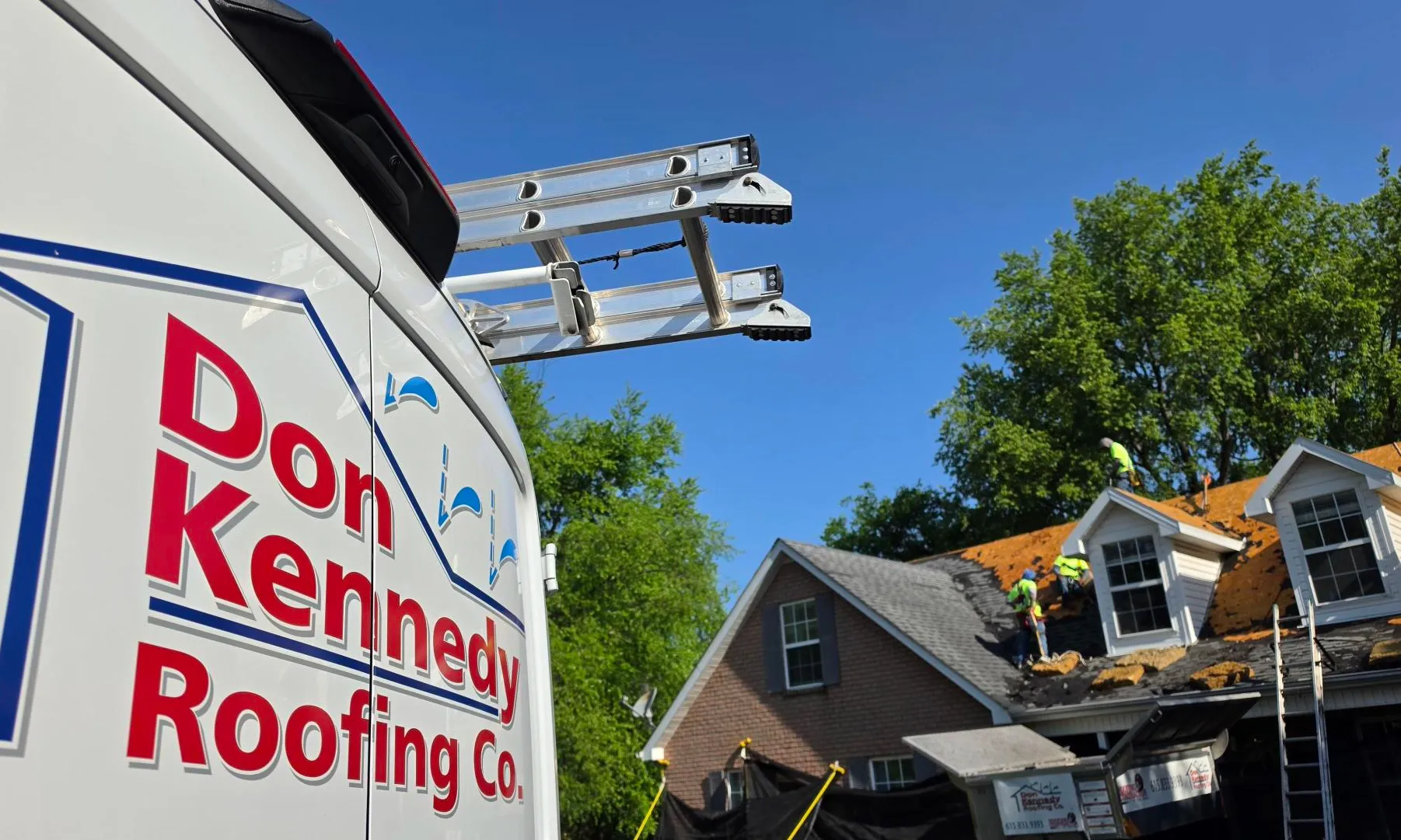 A photo of a new roof on a customers home