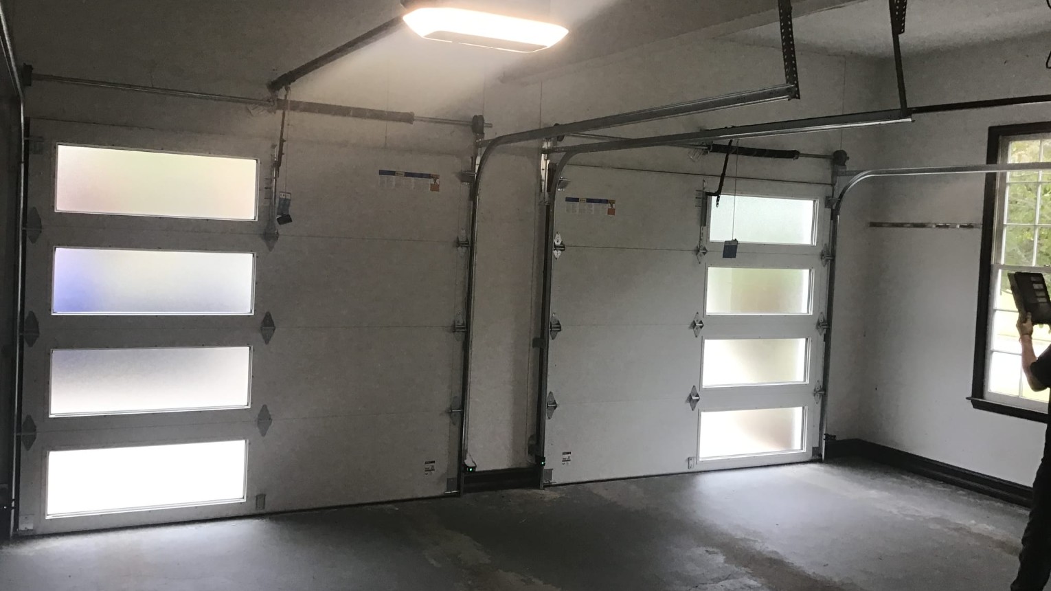 A house with a new garage door