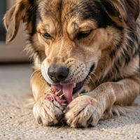 Chewing paws, licking until raw