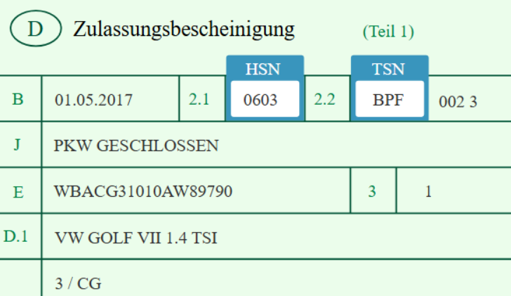 Fahrzeugschein 