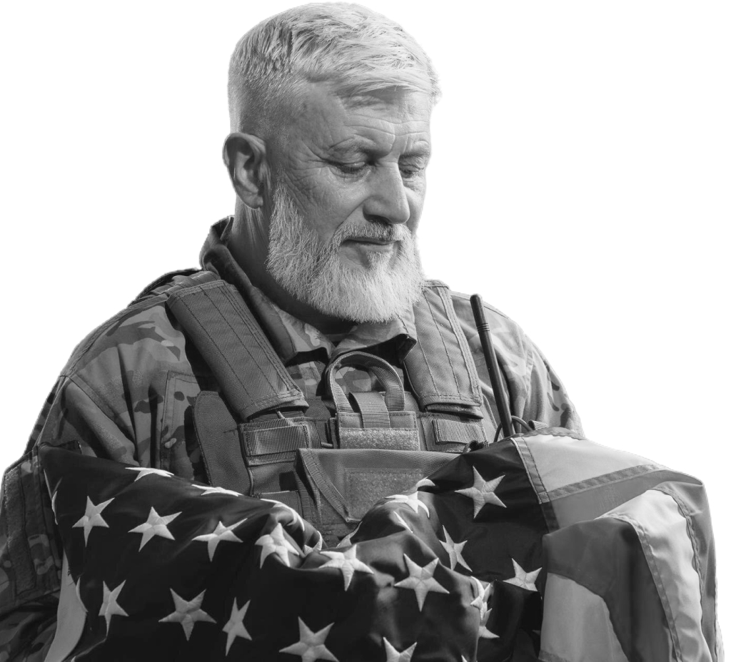 Military Veteran Holding American Flag